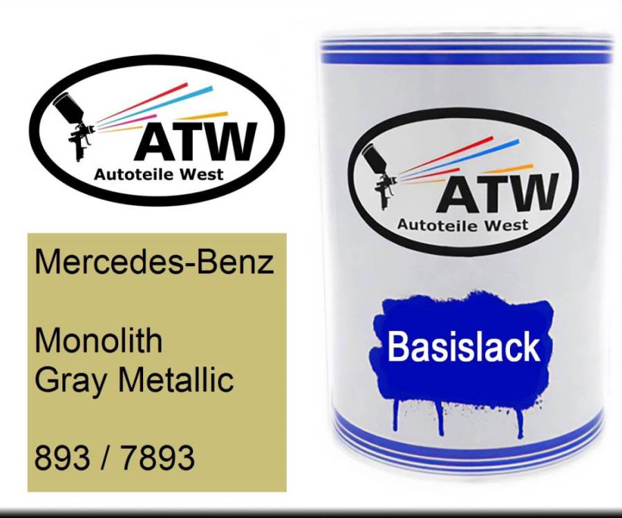 Mercedes-Benz, Monolith Gray Metallic, 893 / 7893: 500ml Lackdose, von ATW Autoteile West.